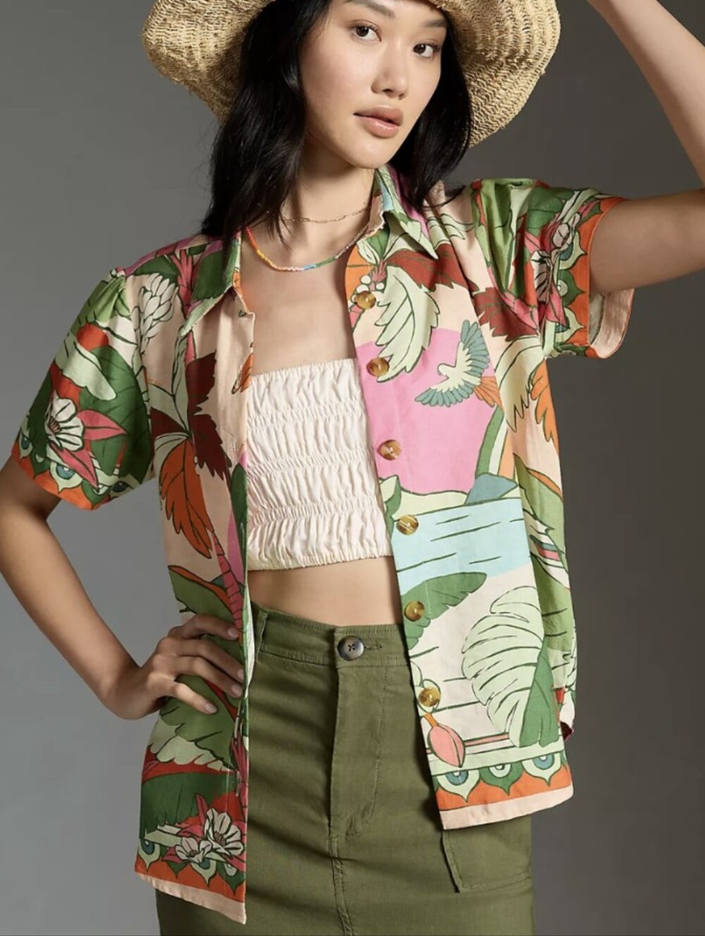 Anthropologie x FARM Rio Surf Button-down